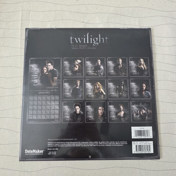 Twilight 2010 Collectable Wall Calendar - 16 Month - NEW - Picture 2 of 2